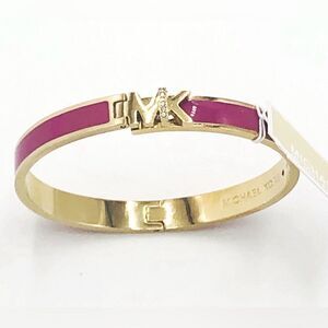 Michael Kors Haute Rose Gold Hot Pink Enamel Bangle Bracelet MKJ7705710 + MK BOX